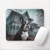 Tapis De Souris Boston Terrier Halloween effrayant (Avec souris)