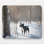 Tapis De Souris Boston Terrier Laisser neiger Noël (Devant)