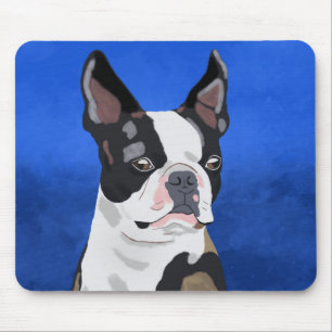 Tapis De Souris Boston Terrier Peinture à l'huile de chien Portrai