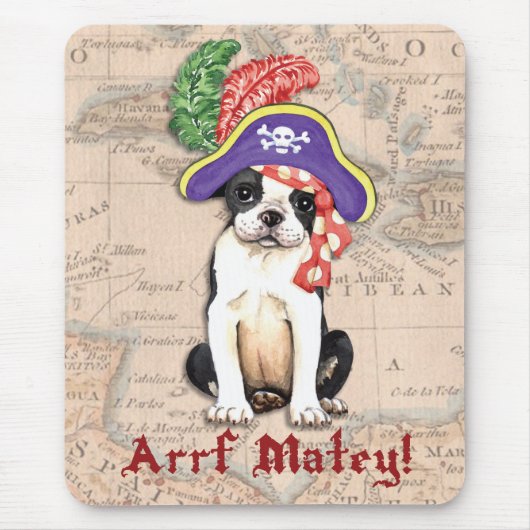 Tapis De Souris Boston Terrier Pirate (Devant)