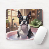 Tapis De Souris Boston Terrier prend un bain de bulle (Avec souris)