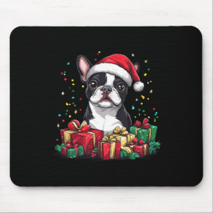 Tapis De Souris Boston Terrier Santa Hat Funny Christmas Bostie Do
