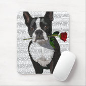 Tapis De Souris Boston Terrier with Rose in Mouth (Avec souris)