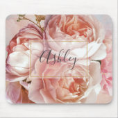 Tapis De Souris BOTANICAL FLORAL PEONY nom monogram (Devant)