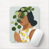Tapis De Souris Botany Portrait - Femme avec verdure (Avec souris)