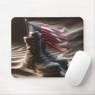 Tapis De Souris Botte de combat avec drapeau américain