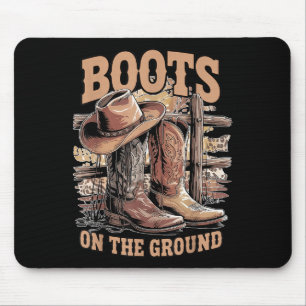 Tapis De Souris Bottes Casquettes Retro Western Cowgirl Sur Da Gro