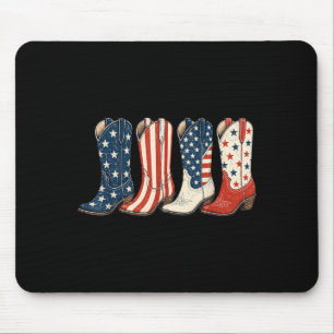 Tapis De Souris Bottes de cowboy patriotiques du 4 juillet Western