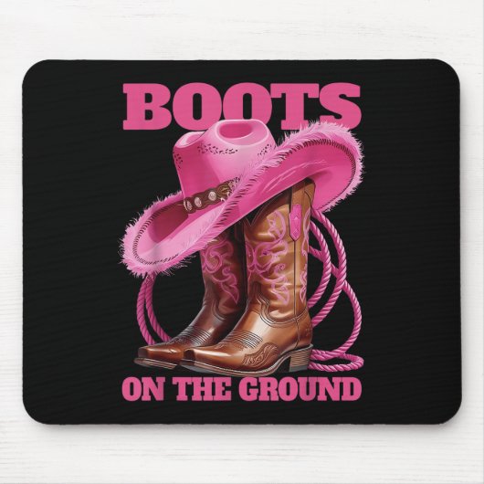 Tapis De Souris Bottes Mignonnes Sur Le Sol Distance Ouest C (Devant)