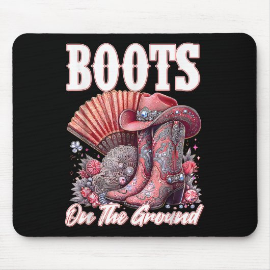 Tapis De Souris Bottes Sur Le Terrain Boot Cowboy Western Cowgirl (Devant)