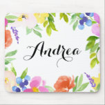 Tapis De Souris Bouches de ressort d'aquarelle Mousepad personnali<br><div class="desc">Une bouche florale fantaisiste et élégante, avec des fleurs d'aquarelle colorées et du feuillage. Personnalisez en ajoutant votre nom. Cette mousepade fleurie sera un parfait accent pour votre bureau. Des éléments correspondants sont disponibles.</div>