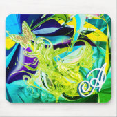 Tapis De Souris Boucles de papillon d'or Monogram Liquid Abstrait (Devant)