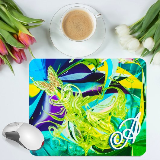 Tapis De Souris Boucles de papillon d'or Monogram Liquid Abstrait