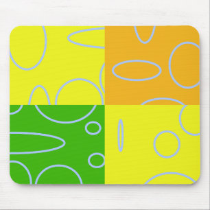 Tapis De Souris Boucles vert orange jaune géométrique