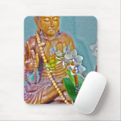 Tapis De Souris Bouddha aux orchidées blanches (Avec souris)