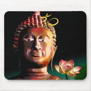 Tapis de souris Bouddha et Lotus épanoui et Om