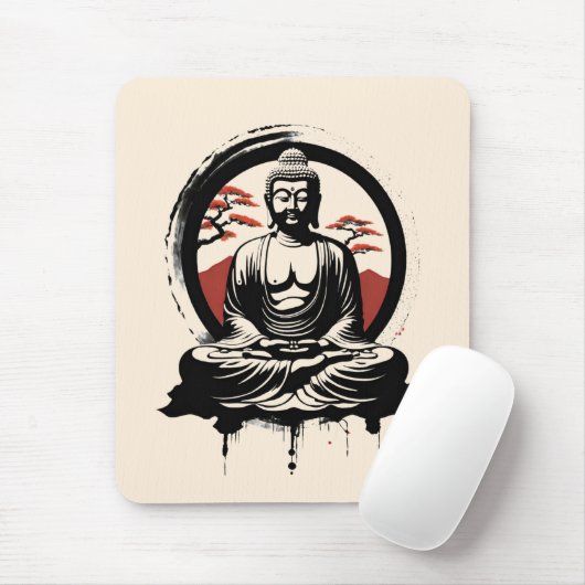 Tapis De Souris Bouddha Zen japonais (Avec souris)