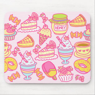Tapis De Souris Boulangerie douce et boissons rose
