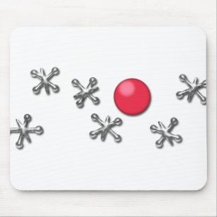 Tapis De Souris Boule et crics en caoutchouc rouges