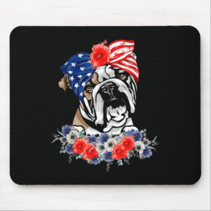 Tapis De Souris Bouledogue Anglais Drapeau Américain Patriotique 4