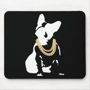 Tapis De Souris Bouledogue avec collier en or