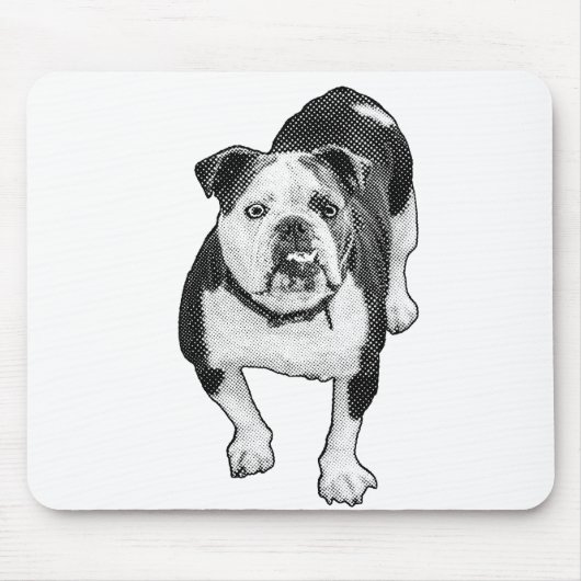 Tapis De Souris Bouledogue concentré, accent de bureau à points (Devant)