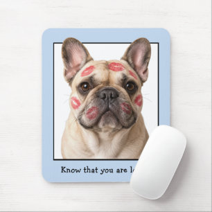 Tapis De Souris Bouledogue français avec des baisers de rouge à lè