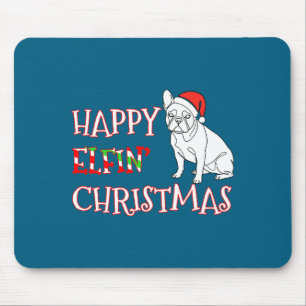 Tapis De Souris Bouledogue français chapeau de Santa drôle heureux
