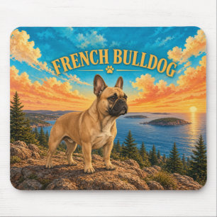 Tapis De Souris Bouledogue Français, Côte d'Acadie Aquarelle Vinta