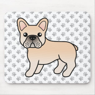 Tapis De Souris Bouledogue français crème Chien de dessin animé mi