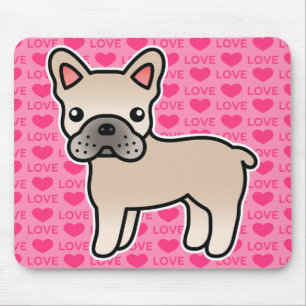 Tapis De Souris Bouledogue français de dessin animé crème
