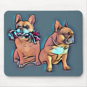 Tapis De Souris Bouledogue français deux amis French Bulldog