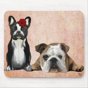 Tapis De Souris Bouledogue français et bouledogue anglais