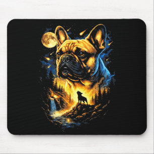 Tapis De Souris Bouledogue français hurlant à la lune vintage 90
