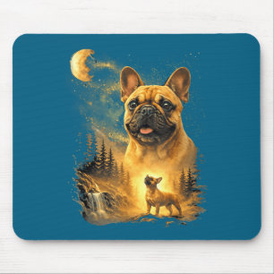 Tapis De Souris Bouledogue Français Minimal Hurlement Lune Vintage