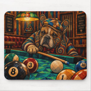 Tapis De Souris Bouledogue français, mosaïque géométrique