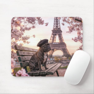 Tapis De Souris Bouledogue français près de la Tour Eiffel