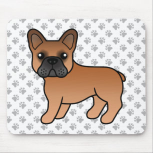 Tapis De Souris Bouledogue français rouge mignon chien de dessin a