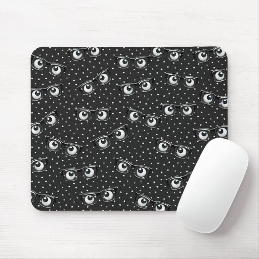 Tapis De Souris Boules d'yeux et lunettes sur Pois (Avec souris)