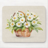 Tapis De Souris Bouquet Aquarelle Daisy En Panier (Devant)
