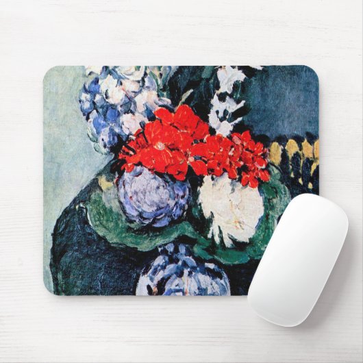 Tapis De Souris Bouquet avec Little Delft, Paul Cezanne (Avec souris)