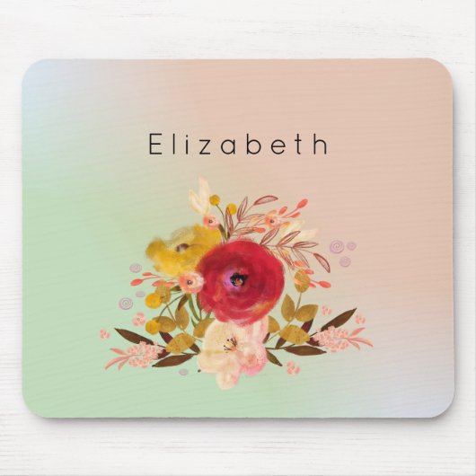 Tapis De Souris Bouquet d'aquarelle florale mignonne personnalisé (Devant)