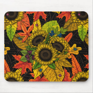 Tapis De Souris Bouquet d'automne noir