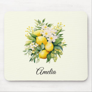 Tapis De Souris Bouquet de citrons aux fleurs blanches