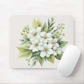 Tapis De Souris Bouquet de fleurs de pomme blanche aquarelle (Avec souris)