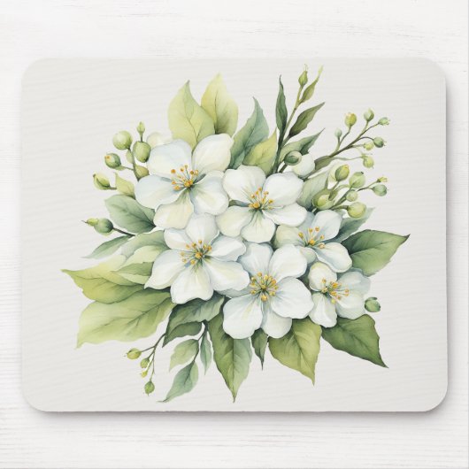 Tapis De Souris Bouquet de fleurs de pomme blanche aquarelle (Devant)