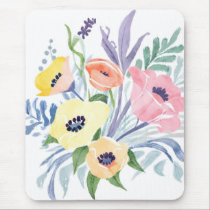 Tapis De Souris Bouquet de fleurs printanières   Aquarelle florale