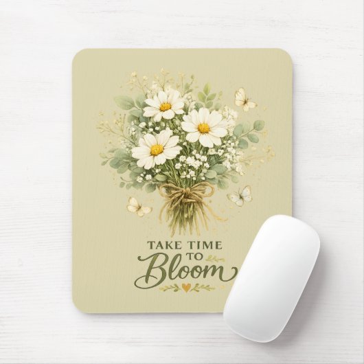 Tapis De Souris Bouquet de fleurs sauvages blanches (Avec souris)