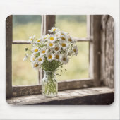 Tapis De Souris Bouquet de la marguerite dans la fenêtre (Devant)