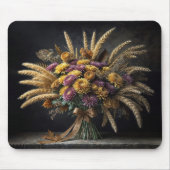 Tapis De Souris Bouquet De Mum D'Automne Avec Pierres De Blé (Devant)